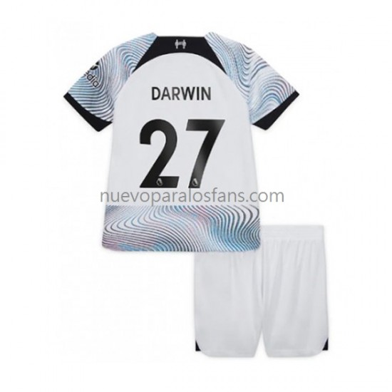 Camiseta de Fútbol Liverpool Darwin Nunez 27 Niño Exterior 2022-2023 Manga Corta