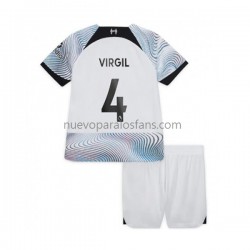 Camiseta de Fútbol Liverpool Virgil van Dijk Niño Exterior 2022-2023 Manga Corta