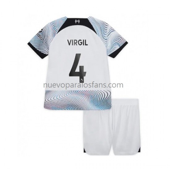 Camiseta de Fútbol Liverpool Virgil van Dijk Niño Exterior 2022-2023 Manga Corta