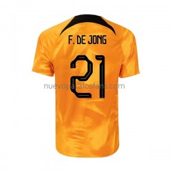 Camiseta de Fútbol Países Bajos Frenkie de Jong 21 Hombre Casa Copa Mundial 2022 Manga Corta
