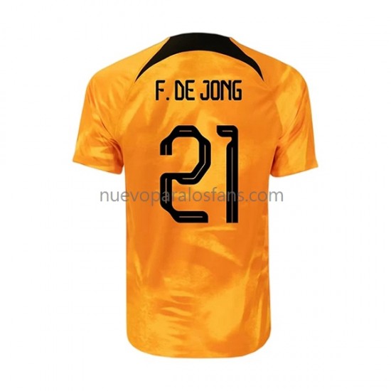 Camiseta de Fútbol Países Bajos Frenkie de Jong 21 Hombre Casa Copa Mundial 2022 Manga Corta