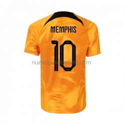 Camiseta de Fútbol Países Bajos Memphis 10 Hombre Casa Copa Mundial 2022 Manga Corta