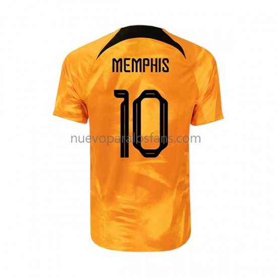 Camiseta de Fútbol Países Bajos Memphis 10 Hombre Casa Copa Mundial 2022 Manga Corta