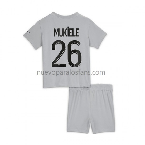 Camiseta de Fútbol Paris Saint-Germain Mukiele 26 Niño Exterior 2022-2023 Manga Corta