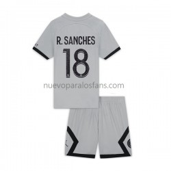 Camiseta de Fútbol Paris Saint-Germain R.Sanches 18 Niño Exterior 2022-2023 Manga Corta