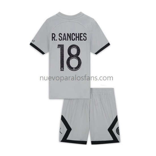 Camiseta de Fútbol Paris Saint-Germain R.Sanches 18 Niño Exterior 2022-2023 Manga Corta