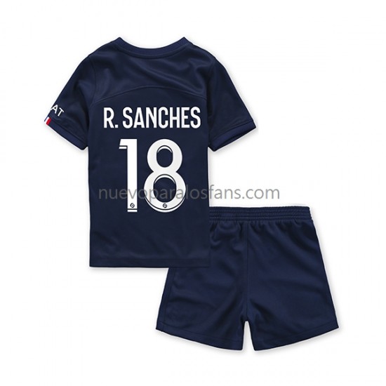 Camiseta de Fútbol Paris Saint-Germain R.Sanches 18 Niño Casa 2022-2023 Manga Corta