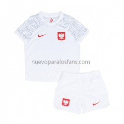 Camiseta de Fútbol Polonia Niño Casa Copa Mundial 2022 Manga Corta