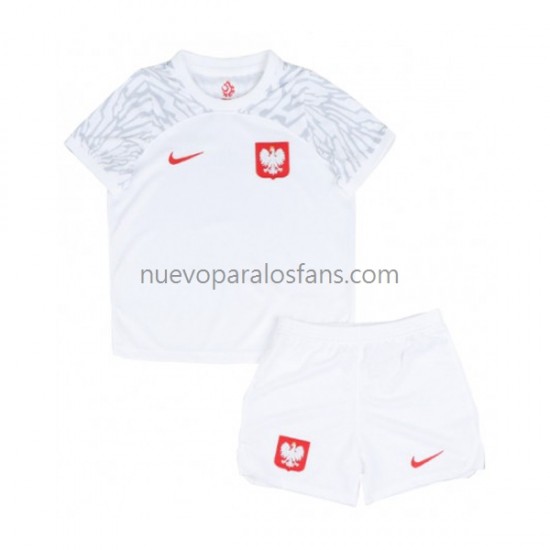 Camiseta de Fútbol Polonia Niño Casa Copa Mundial 2022 Manga Corta