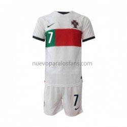 Camiseta de Fútbol Portugal Ronaldo 7 Niño Exterior Copa Mundial 2022 Manga Corta