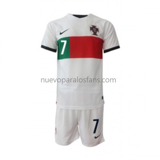 Camiseta de Fútbol Portugal Ronaldo 7 Niño Exterior Copa Mundial 2022 Manga Corta
