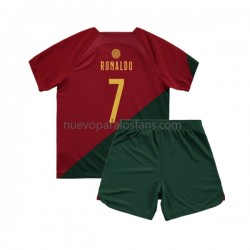 Camiseta de Fútbol Portugal Ronaldo 7 Niño Casa Copa Mundial 2022 Manga Corta