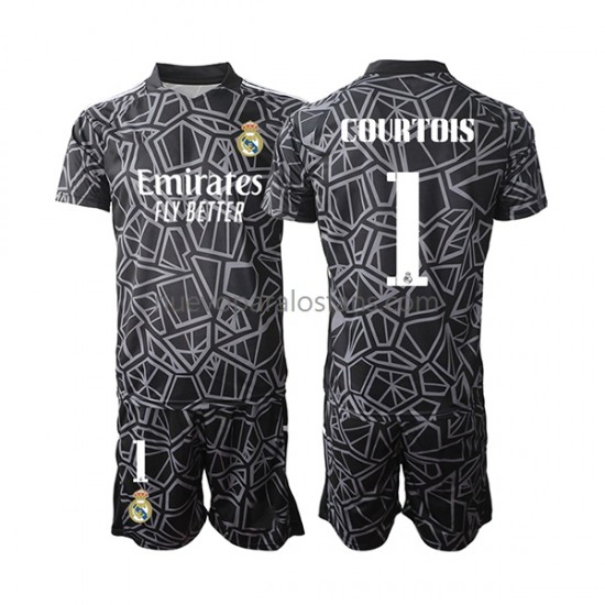 Camiseta de Fútbol Real Madrid Courtois 1 Portero Niño Exterior 2022-2023 Manga Corta