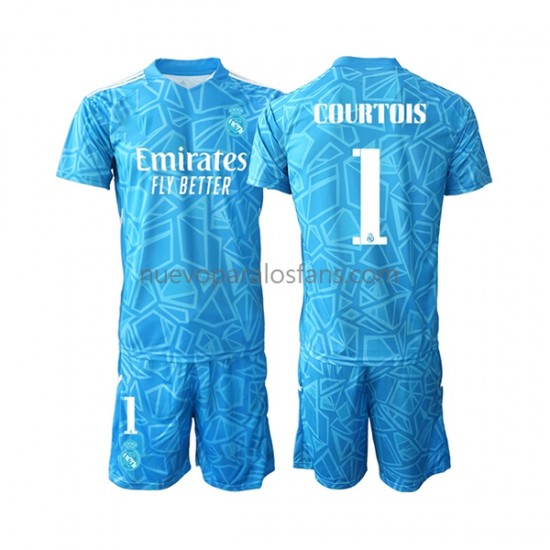 Camiseta de Fútbol Real Madrid Courtois 1 Portero Niño Casa 2022-2023 Manga Corta