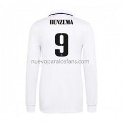 Camiseta de Fútbol Real Madrid Karim Benzema 9 Hombre Casa 2022-2023 Manga Larga