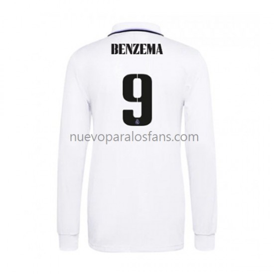 Camiseta de Fútbol Real Madrid Karim Benzema 9 Hombre Casa 2022-2023 Manga Larga