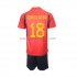 Camiseta de Fútbol España Jordi Alba 18 Niño Casa Copa Mundial 2022 Manga Corta