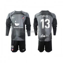 Camiseta de Fútbol Atlético Madrid Jan Oblak 13 Portero Niño Exterior 2022-2023 Manga Larga