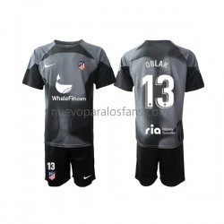 Camiseta de Fútbol Atlético Madrid Jan Oblak 13 Portero Niño Exterior 2022-2023 Manga Corta