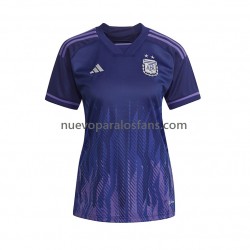 Camiseta de Fútbol Argentina Mujer Exterior Copa Mundial 2022 Manga Corta