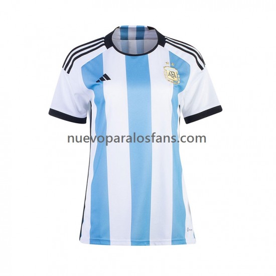 Camiseta de Fútbol Argentina Mujer Casa Copa Mundial 2022 Manga Corta