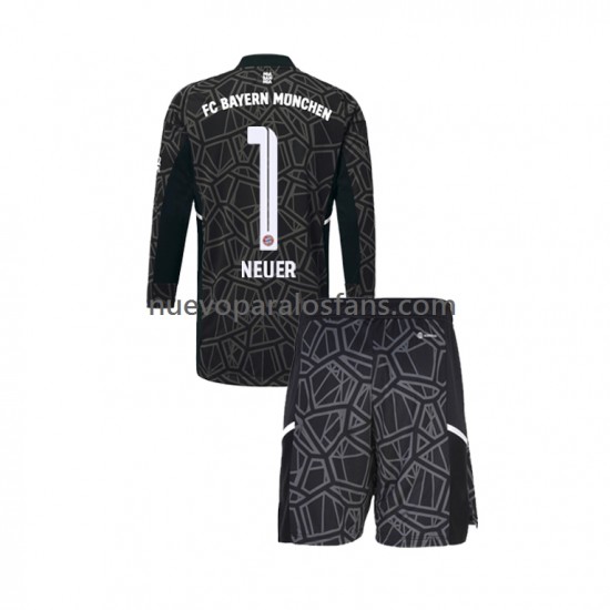 Camiseta de Fútbol Bayern de Múnich Manuel Neuer 1 Portero Niño Exterior 2022-2023 Manga Larga