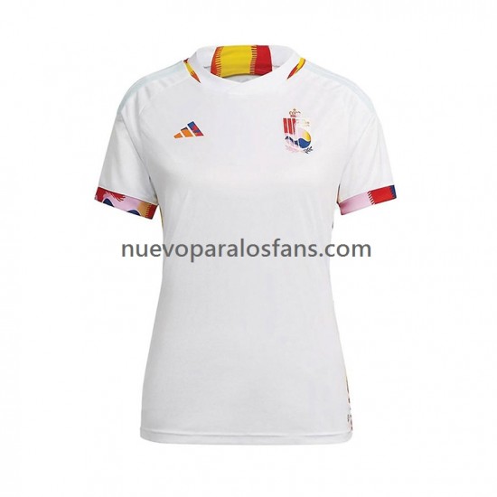 Camiseta de Fútbol Bélgica Mujer Exterior Copa Mundial 2022 Manga Corta