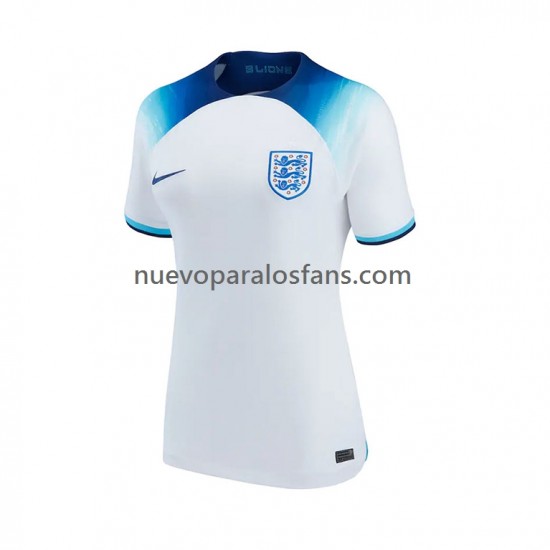 Camiseta de Fútbol Inglaterra Mujer Casa Copa Mundial 2022 Manga Corta