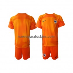 Camiseta de Fútbol Francia Portero Niño Exterior Copa Mundial 2022 Manga Corta