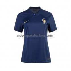 Camiseta de Fútbol Francia Mujer Casa Copa Mundial 2022 Manga Corta