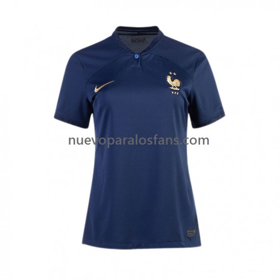 Camiseta de Fútbol Francia Mujer Casa Copa Mundial 2022 Manga Corta