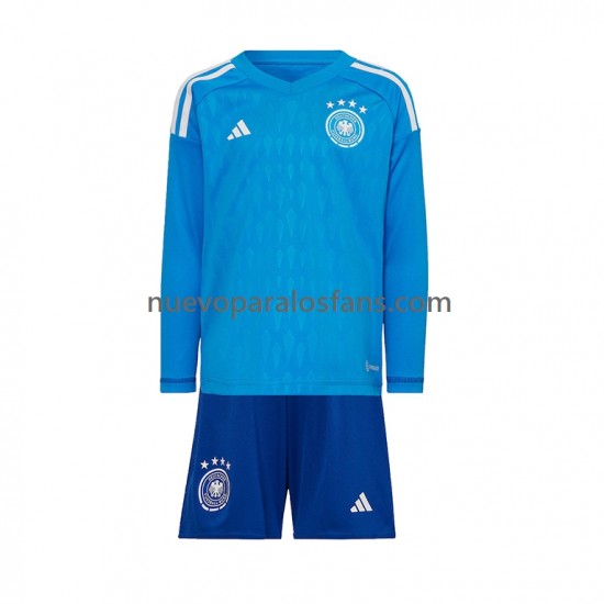 Camiseta de Fútbol Alemania Portero Niño Casa Copa Mundial 2022 Manga Larga