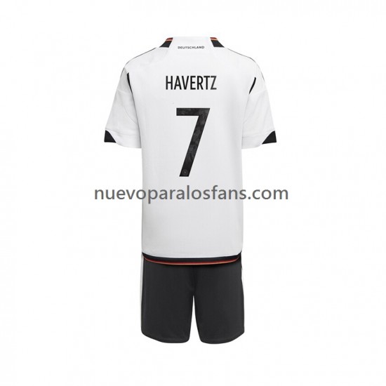 Camiseta de Fútbol Alemania Havertz 7 Niño Casa Copa Mundial 2022 Manga Corta