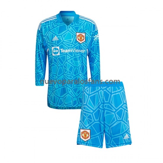 Camiseta de Fútbol Manchester United Portero Niño Casa 2022-2023 Manga Larga