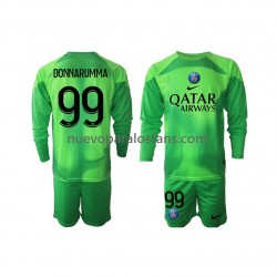 Camiseta de Fútbol Paris Saint-Germain Donnarumma 99 Portero Niño Casa 2022-2023 Manga Larga