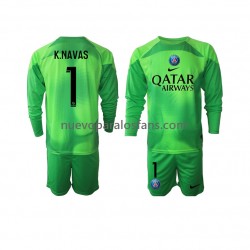 Camiseta de Fútbol Paris Saint-Germain Keylor Navas 1 Portero Niño Casa 2022-2023 Manga Larga