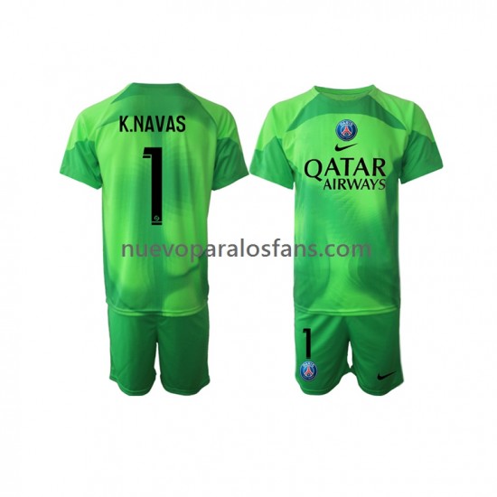 Camiseta de Fútbol Paris Saint-Germain Keylor Navas 1 Portero Niño Casa 2022-2023 Manga Corta