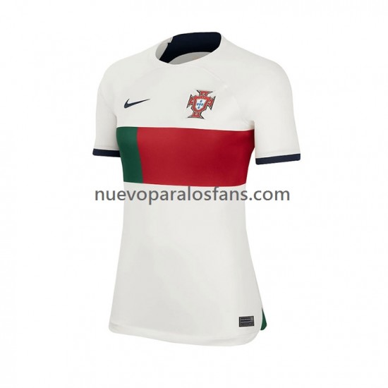 Camiseta de Fútbol Portugal Mujer Exterior Copa Mundial 2022 Manga Corta