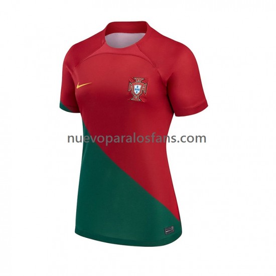 Camiseta de Fútbol Portugal Mujer Casa Copa Mundial 2022 Manga Corta