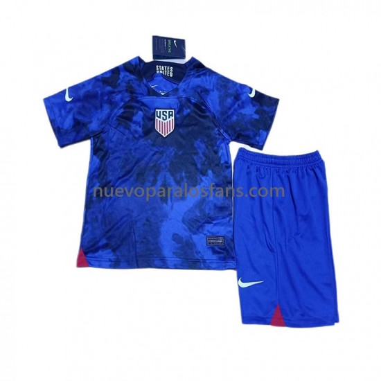 Camiseta de Fútbol Estados Unidos Niño Exterior Copa Mundial 2022 Manga Corta