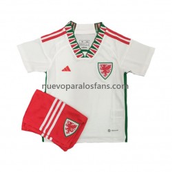 Camiseta de Fútbol Gales Niño Exterior Copa Mundial 2022 Manga Corta