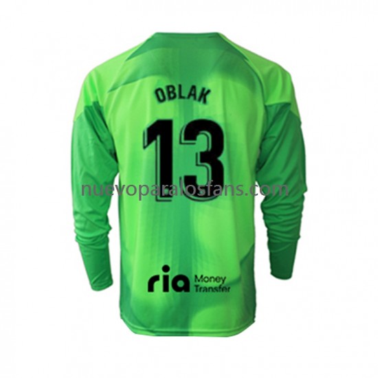 Camiseta de Fútbol Atlético Madrid Jan Oblak 13 Portero Hombre Casa 2022-2023 Manga Larga