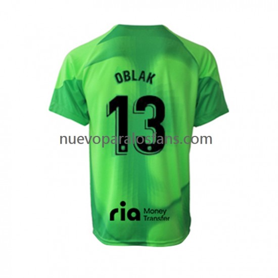 Camiseta de Fútbol Atlético Madrid Jan Oblak 13 Portero Hombre Casa 2022-2023 Manga Corta