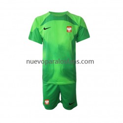 Camiseta de Fútbol Polonia Portero Niño Casa Copa Mundial 2022 Manga Corta