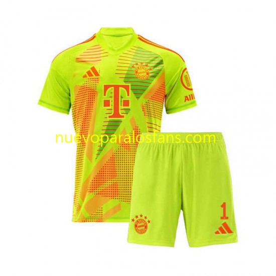 Camiseta de Fútbol Bayern de Múnich Manuel Neuer 1 Portero Niño Casa 2024-2025 Manga Corta