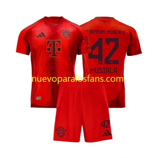 Camiseta de Fútbol Bayern de Múnich Jamal Musiala 42 Niño Casa 2024-2025 Manga Corta
