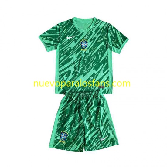 Camiseta de Fútbol Brasil Portero Niño Tercera 2024 Manga Corta