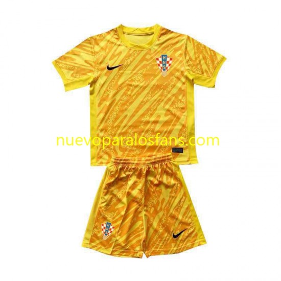 Camiseta de Fútbol Croacia Portero Niño Casa Euro 2024 Manga Corta