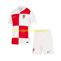 Camiseta de Fútbol Croacia Niño Casa Euro 2024 Manga Corta