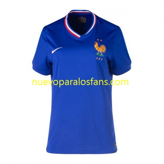 Camiseta de Fútbol Francia Mujer Casa Euro 2024 Manga Corta
